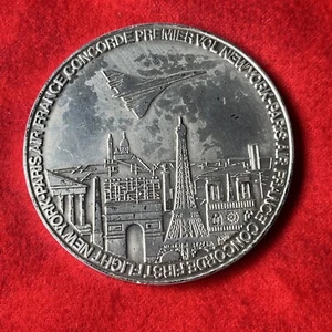 1977 AIR FRANCE SILVERED BRONZE MEDAL CONCORDE FIRST FLIGHT PARIS - NEW YORK(k3) - Picture 1 of 4