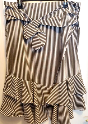 Worthington оливковый зеленый и белый в полоску оборками юбка размер 16 - новый! - Изображение 1 из 4