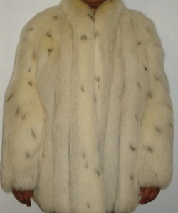 Chaqueta de piel de zorro blanco manchada de alta calidad talla 2-4 ENVÍO GRATUITO excelente estado - Imagen 1 de 5