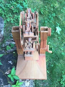 Rare Vintage 1930’s Handmade Amish Folk Art Wooden Ferris Wheel Toy 17x14in - Picture 1 of 8