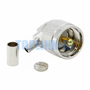 1x UHF Male PL-259 Right Angle Crimp Connector for LMR195 RG58 RG400 RG142 Cable - Zdjęcie 1 z 6