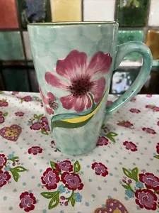 RANSAT Ceramic Large Tall Hand Painted Multicolour Floral Coffee Mug 500ml NEW - Picture 1 of 7