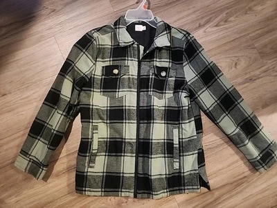 Chaqueta de franela con cremallera verde y negra a cuadros Wonder Nation Boys 14-16 Foto 1 de 4