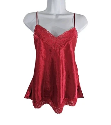 Flora v-образным вырезом камзол женщин средний розовый атласной кружевной отделки Sleepwear белье Y2k - Изображение 1 из 4