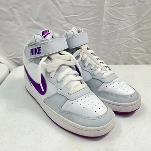 Kids Nike Shoes - Court Borough Mid 2 Pure Platinum/ Vivid Purple Size 6.5y - Picture 1 of 6