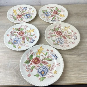 Lot Of 5 Vtg Johnson Brothers English Bouquet 8" Salad Plates - Picture 1 of 10