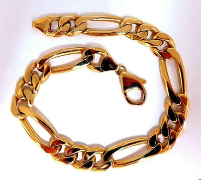 Figaro Link 14kt Gold Bracelet 8.5 inch 8.7mm 29 Gram Unisex 11090** - Image 1 of 4
