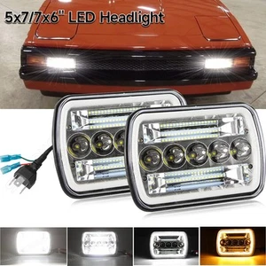 Pair 5X7/7X6 LED Headlights For Jeep Cherokee XJ 1984-2001 Wrangler YJ 1986-1995 - Picture 1 of 13