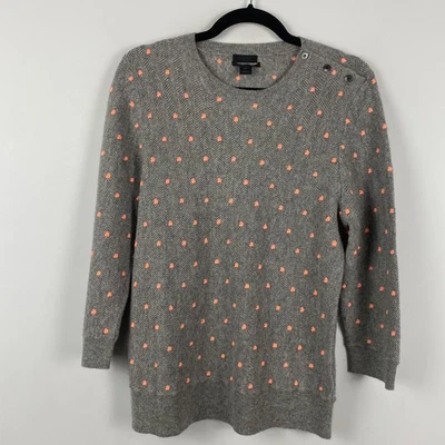 Suéter de Cachemira Italiana Colección J Crew Talla XL 3/4 Mangas Pointelle Foto 1 de 4