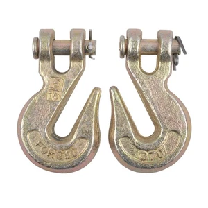 2PCS 5/16" Clevis Grab Hooks Chain Hook Tie Down Towing Flatbed Truck Trailer - Picture 1 of 7