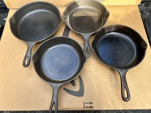 4 alte antike Wagner Ware Sidney O Gusseisen Pfannen 1058 3-1056S-Z - Bild 1 von 18