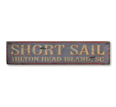 Custom Beach House City State Sign - Rustic Hand Made Distressed Wood - Image 1 of 3