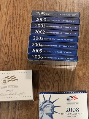 1999-2008 US Mint Proof Sets OGP Box & COA Lot 109 Coins (10 Annual Sets) - Image 1 of 4