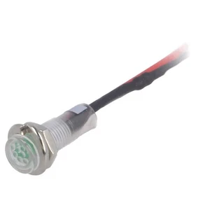 Spia LED piatta verde 24VDC Ø5,2mm IP40 conduttori 100mm - Foto 1 di 3