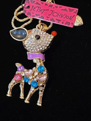 COLLAR COLGANTE BETSEY JOHNSON NAVIDAD CRISTAL RUDOLFO RENO ARTICULADO 3D  Foto 1 de 4