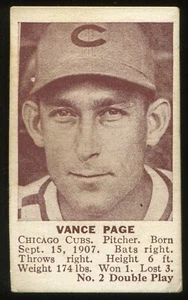 1941 Double Play (R330) Hand-Cut Single #2 Vance Page Chicago Cubs - Picture 1 of 2