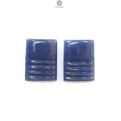 Par de piedras preciosas de zafiro azul natural sin tratar de 23,80 quilates talla de lujo de 16*12 mm Foto 1 de 4