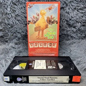 Sesame Street Follow That Bird VHS 1985 Jim Henson Big Bird Classic Movie Slip - Picture 1 of 8