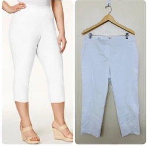 Pantalones capri recortados cintura cómoda Style&Co Plus 14W blancos tiro medio - Imagen 1 de 11