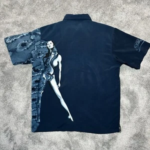 Vintage PELLE PELLE Marc Buchanan Button Shirt Mens Large Blue Snake Sexy Woman - Bild 1 von 12