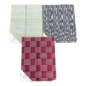 Kaufman Textured Fabric Samples Set Of 3: Red Green & Black Patterns Crafts - Picture 1 of 15