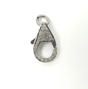 JUEGO PAVE CHAMPAGNE DIAMANTES PLATA ESTERLINA CIERRE LANGOSTA RODIO NEGRO 14,6 MM - Imagen 1 de 2