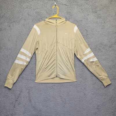 Chaqueta deportiva Nike para mujer mediana dorada cremallera completa cuello alto bordada Y2K Foto 1 de 4