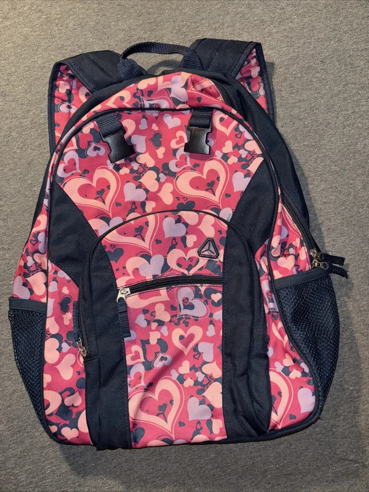 Mochila Retro Vintage GAP Estampado Corazón Rosa y Azul Marino Rara Y2K Vibraciones Foto 1 de 4