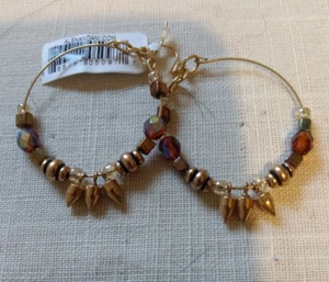 ALEX & ANI amber glass & gold Spiked earrings nwt - Picture 1 of 2