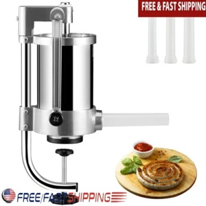 Manual Sausage Stuffer Stainless Steel Meat Maker W/ 3 Filling Nozzles 1.5L New - Picture 1 of 10