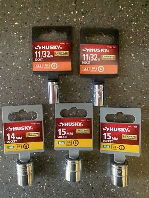 Husky 11/32" Socket for 1/4" Drive 6 Point ,Husky 14mm,15mm 3/8 Drive 6 Socket - Image 1 of 4