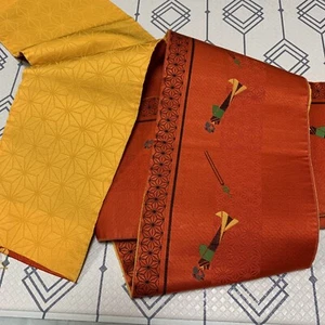 Kimono japonés HANHABAobi yukata obi.kaku obi.rojo amarillo.geisha kanzashi. - Imagen 1 de 3