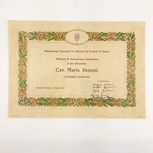 Attestato,diploma Associazione Nazionale fra Mutilati ed invalidi di guerra 1976 - Picture 1 of 2