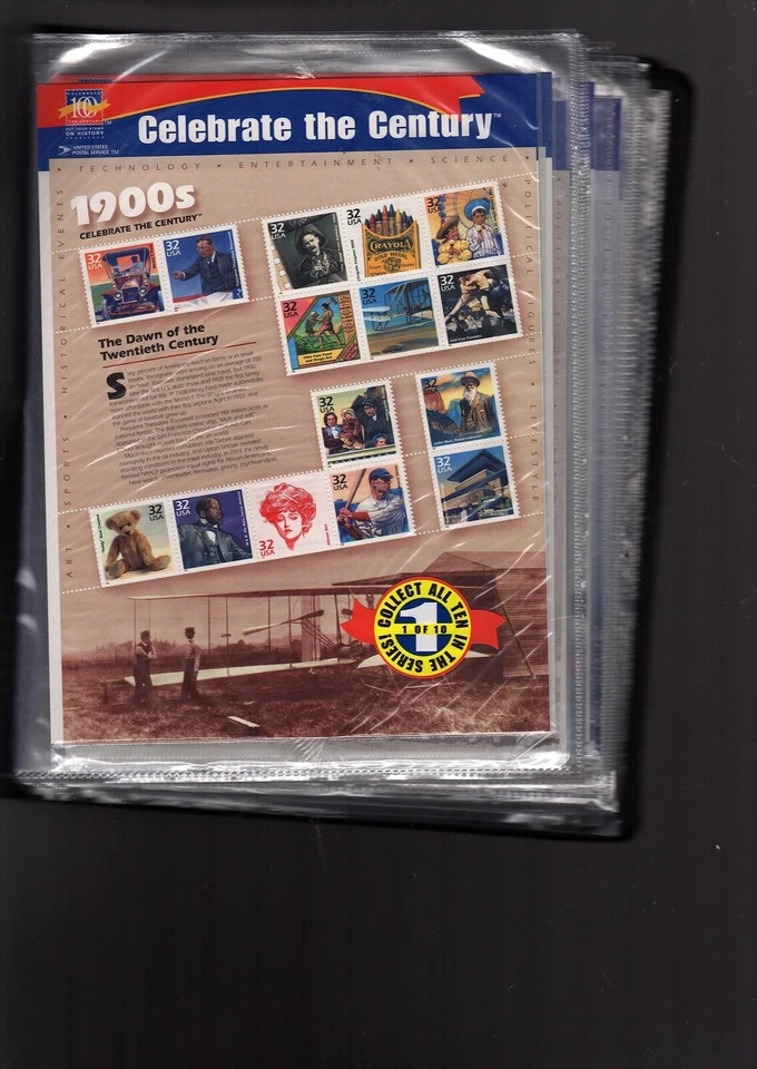 Celebrate the Century  US Stamps  Scott 3182-91   1900s-1990s CV $265 (bb17 - Image 1 of 4