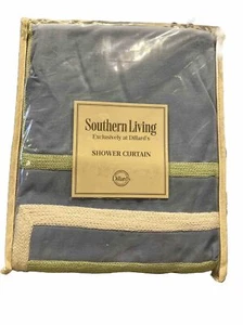 Southern Living Sutton Baumwolle Duschvorhang weiß grün blau Akzente 72"x72" - Bild 1 von 5