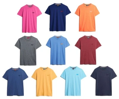 Superdry T Shirt Mens Crew Neck Short Sleeve Essential Logo Blue Red Yellow Pink - Image 1 of 4