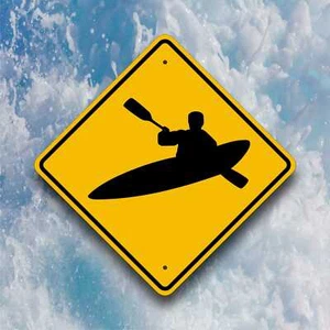 KAYAK CROSSING SIGN / Aluminum Watercraft Boat Plaque - Adventure - Camping   - Picture 1 of 7