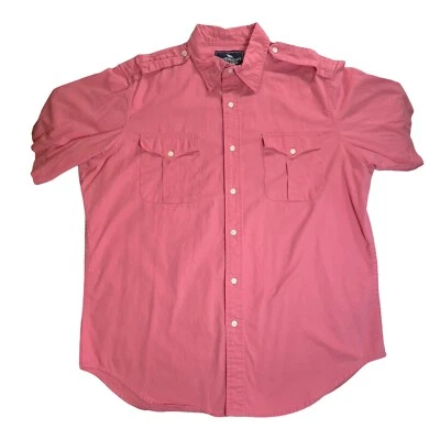 Camisa informal American Living para hombre grande rosa con botones manga corta cuello Foto 1 de 4