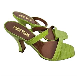 New Paris Texas Sandals Muels Acid Green Patent Leather Size 38 US 8 - Picture 1 of 11