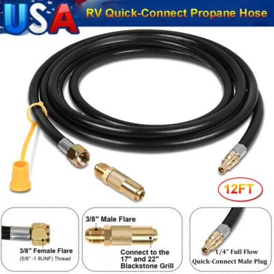 Propane Hose Gas Line Quick Connect Adapter RV to Grill for Blackstone 17" / 22" - Image 1 of 4