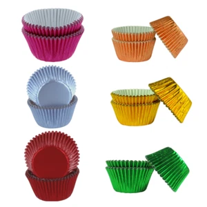 METALLIC FOIL CUPCAKE CASES Muffin Cup Cake Choose colour & Quantity - Picture 1 of 9