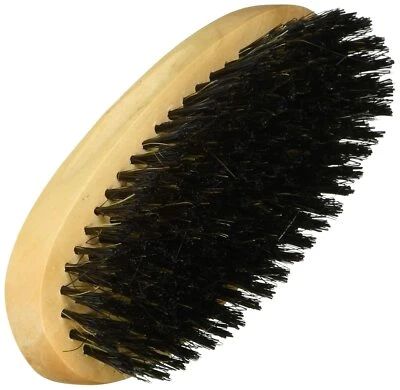 Mens Boar Hair Soft Bristle Beard Mustache Brush Palm Round with Wood Handle - Image 1 of 3
