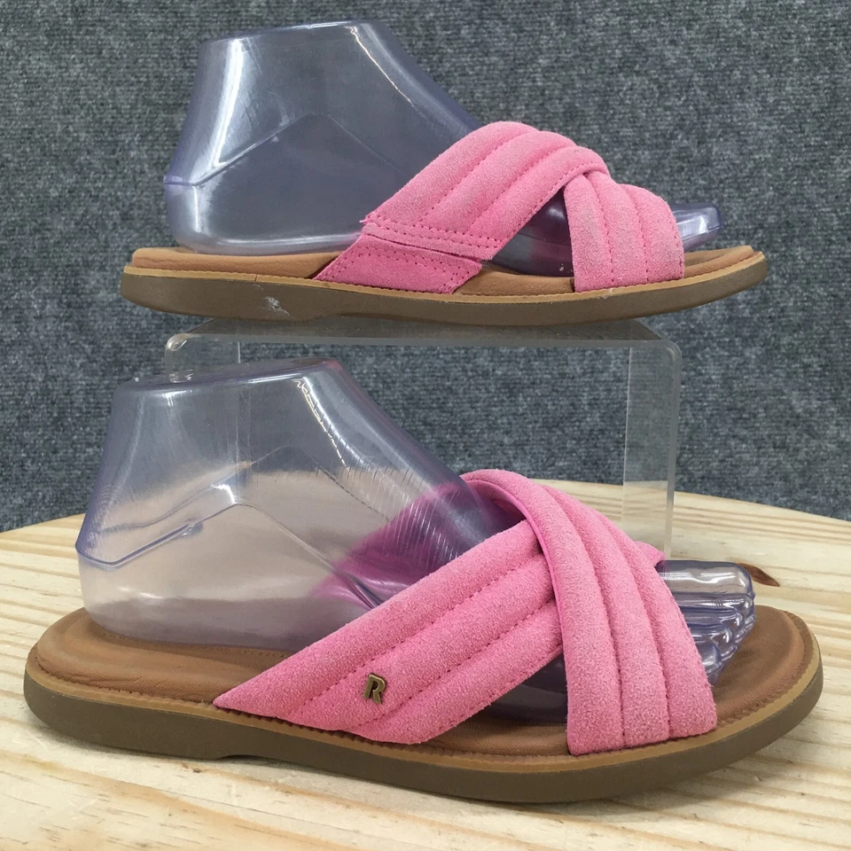 Reef Sandal Womens 7 Pink Lofty Lux X Slide Cross Strappy Open Toe Suede Casual - Image 1 of 4