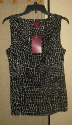 Blusa Camisa M Mediana 8 10 212 Negra Blanca Elegante Doble Capa Sin Mangas Nueva Foto 1 de 3