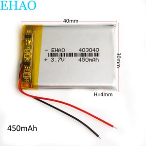 Batteria ricaricabile Lipo 3,7 V 450mAh per altoparlante smartwatch GPS MP3 403040 - Foto 1 di 6