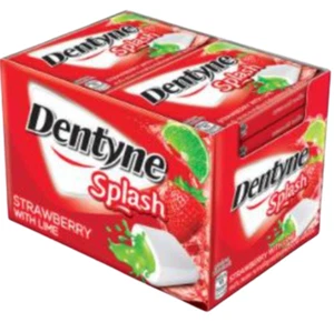 Dentyne Splash Strawberry Flavor Chew Gum Sugar-Free filled with Lime pack of 16 - Picture 1 of 3