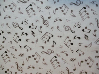 CRAZY MUSIC NOTES BLACK ON SOFT BLUE BACKGROUND COTTON FABRIC FQ  - Image 1 of 4