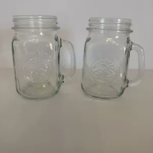 GOLDEN HARVEST Drinking Jar Set Of 2 Glass Mugs - Picture 1 of 7