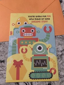 Happy Birthday Robots Son Grandson Nephew Kid 5.5”x8” Hallmark Greeting Card - Picture 1 of 10