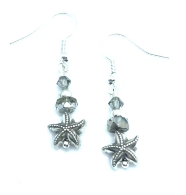 Brighton海景海星灰色闪亮珠定制银色耳环 — 第 1/4 张图片